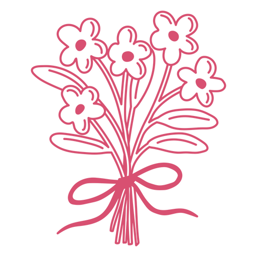 Gef?llter Strich mit rosa Blumenstrau? PNG-Design