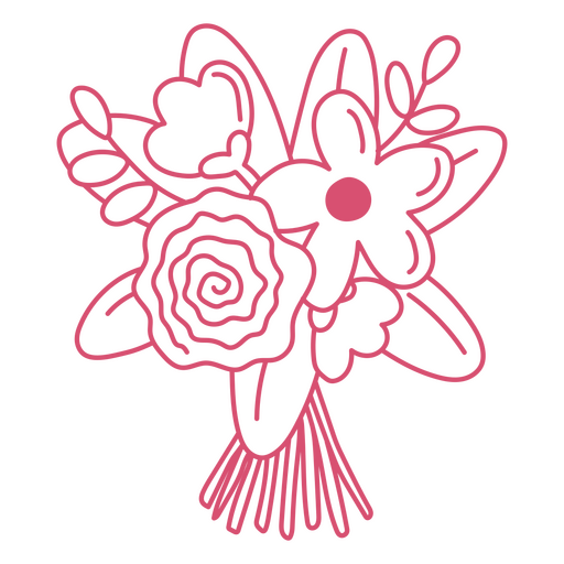 Romantischer mit Rosen gefüllter Strich PNG-Design