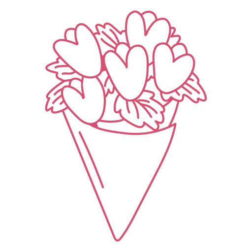 Ilustração divertida de buquê de flores em forma de coração Desenho PNG