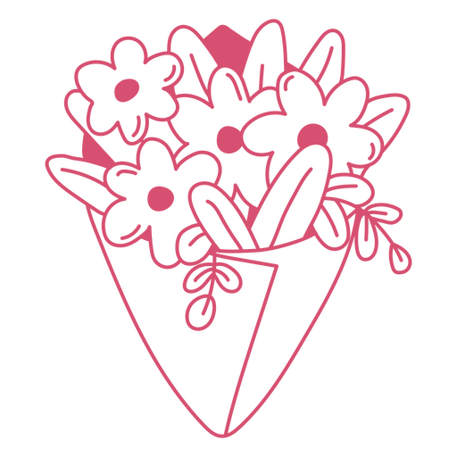 Ilustração divertida de buquê de flores Desenho PNG