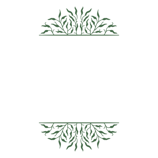 Design de borda decorativa de folhagem verde para vestuário Desenho PNG