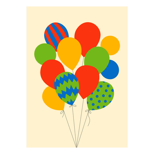 Buntes Ballon-Geburtstagskartendesign PNG-Design