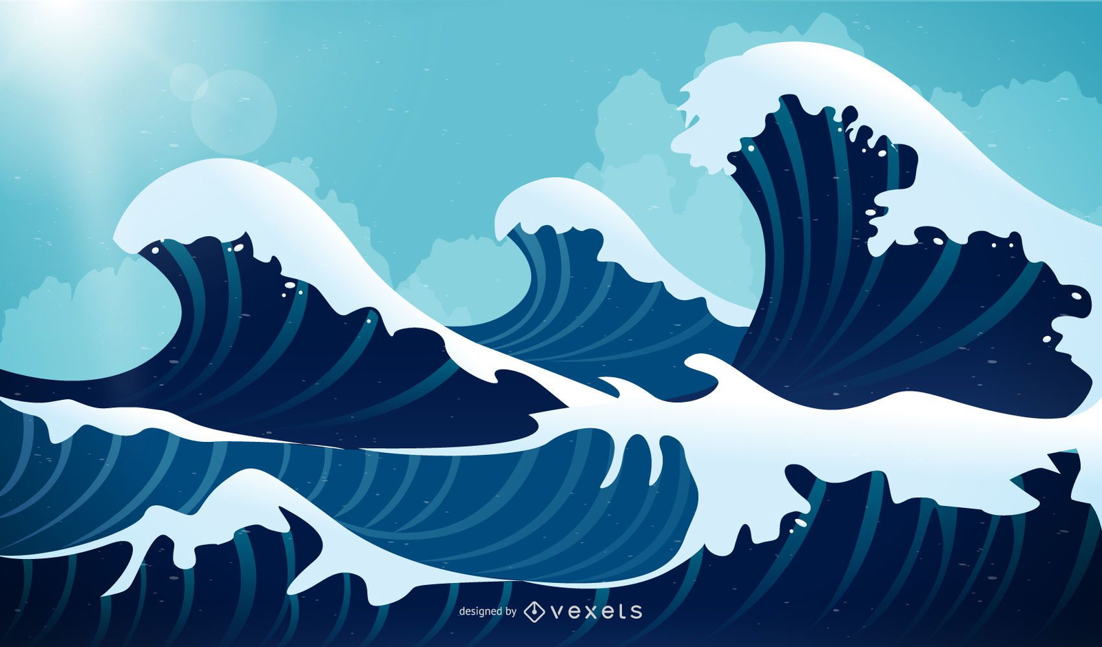 Abstract Blue Waves Vector Illustration 