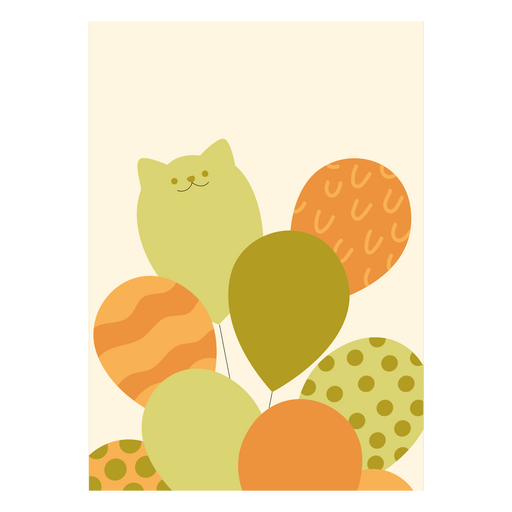 Cute cat balloon design PNG Design