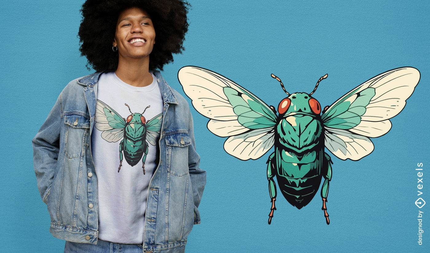 Lebendiges Zikaden-Insekten-T-Shirt-Design