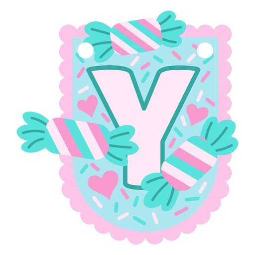 Diseño divertido de la letra "y" con temática de dulces Diseño PNG
