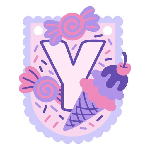Diseño divertido de la letra "y" de helado Diseño PNG