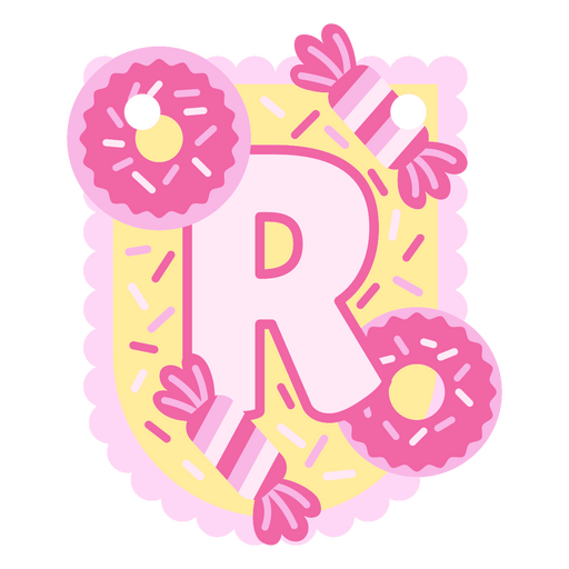 Verspieltes Alphabet-Design mit Süßigkeitenmotiv und dem Buchstaben R PNG-Design