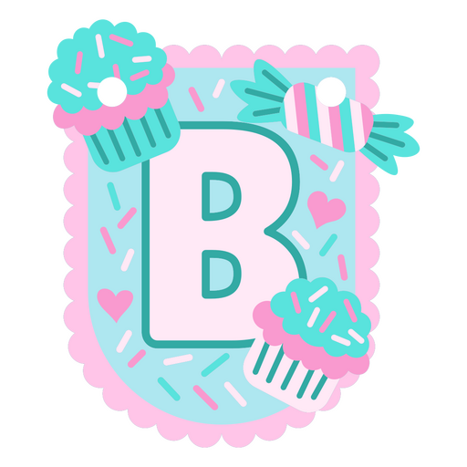 Verspieltes Cupcake- und Süßigkeiten-Anfangsdesign PNG-Design