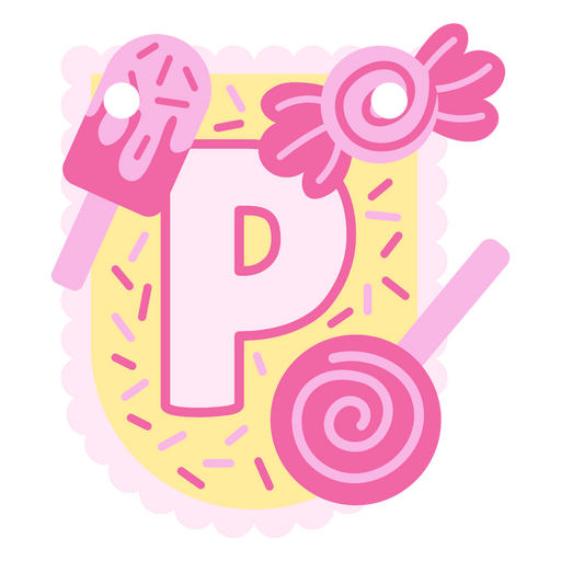 Diseño divertido de la letra p con temática de dulces Diseño PNG