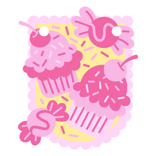 Pink and yellow cupcakes PNG Design