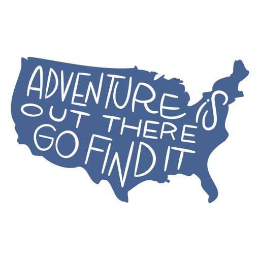 Diseño divertido de mapa de EE. UU. con cita de aventura Diseño PNG