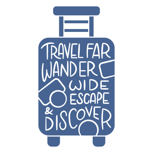Diseño de maleta de viaje divertido con citas inspiradoras. Diseño PNG