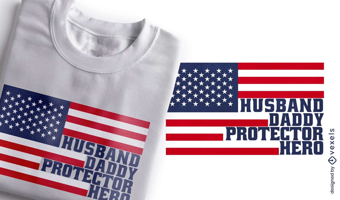 Diseño de camiseta de héroe protector de papá esposo.