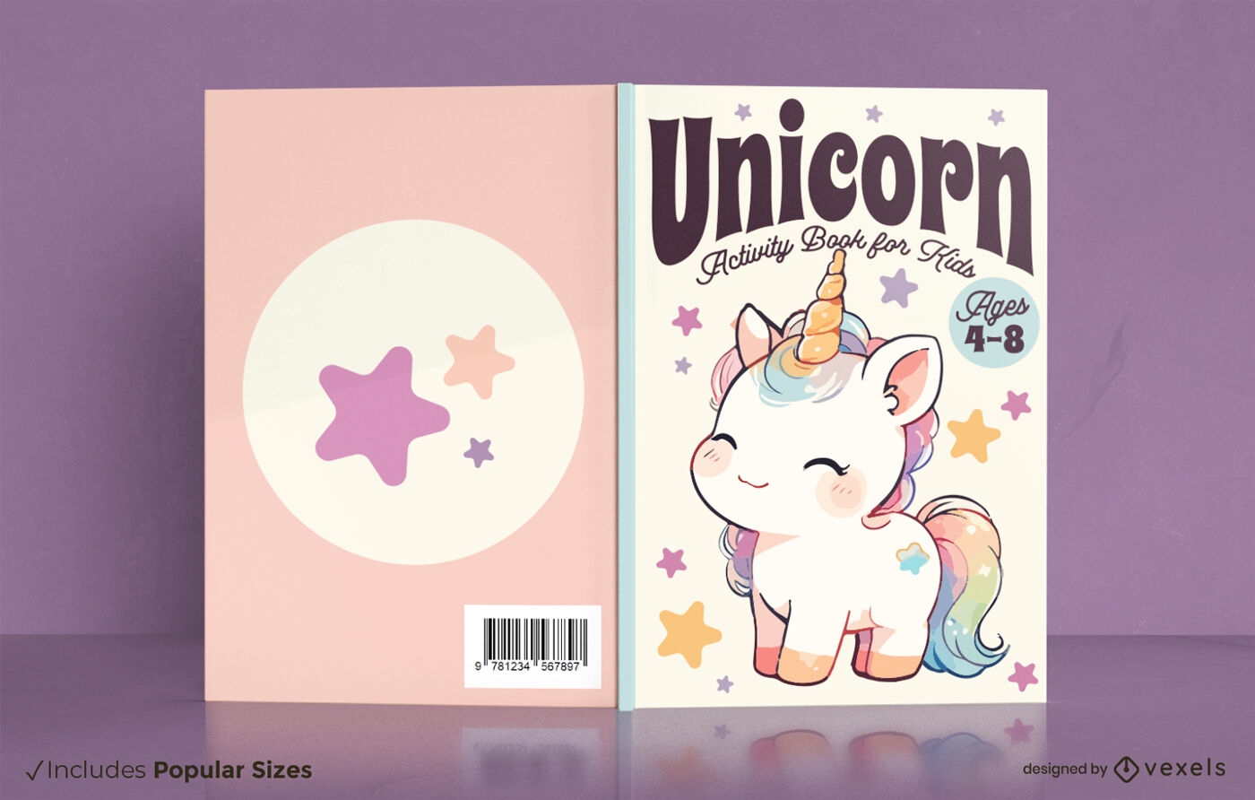 Diseño de portada de libro de pequeño unicornio.