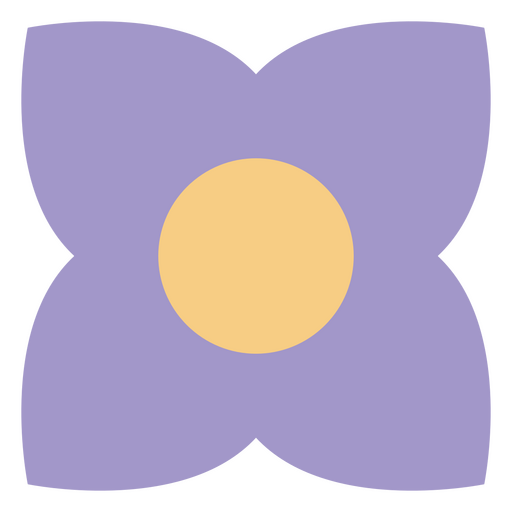 Diseño de flor morada con centro amarillo. Diseño PNG