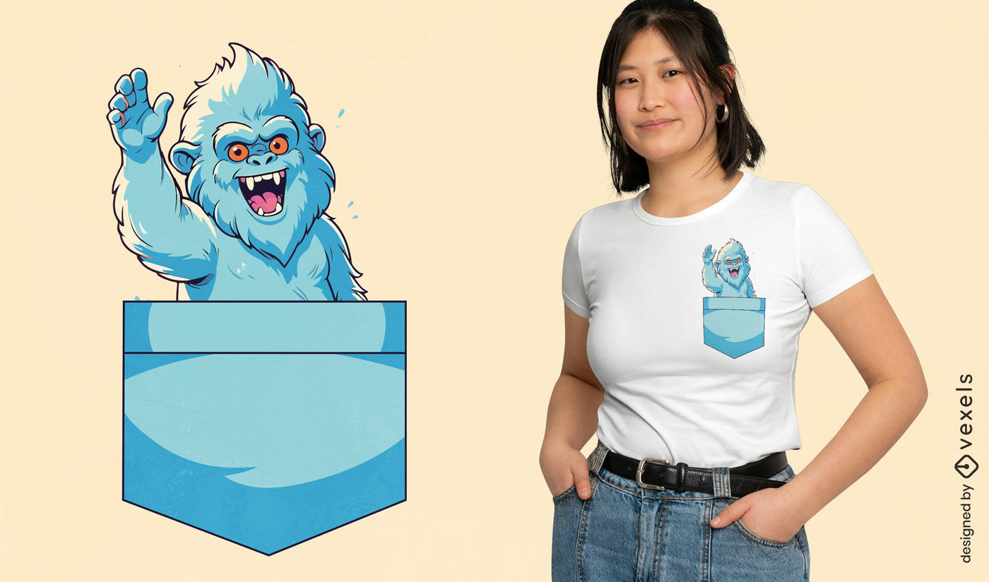 Diseño de camiseta Yeti en bolsillo.