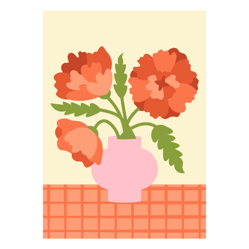 Whimsical floral vase illustration PNG Design