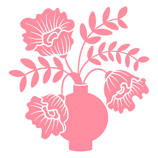 Jarrón rosa con diseño floral. Diseño PNG