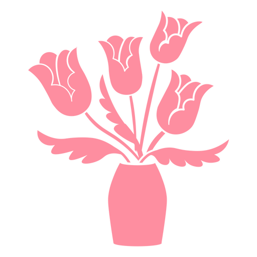 Pink flower vase cut out PNG Design