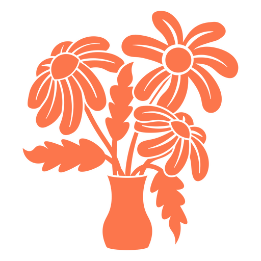 Orangefarbenes Blumenvasen-Design PNG-Design