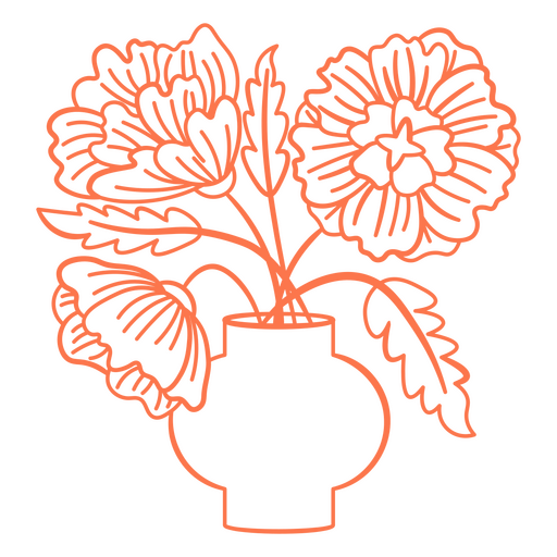 Design einer Vase mit orangefarbenen Blumen PNG-Design