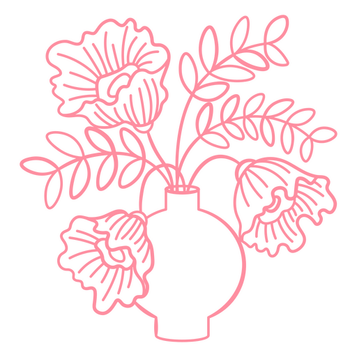 Design de vaso de flores rosa e preto Desenho PNG