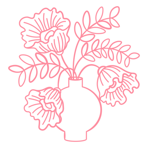 Diseño de florero rosa y negro. Diseño PNG