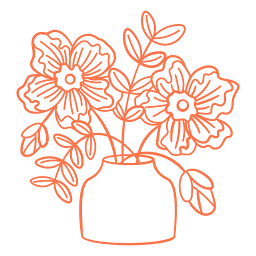 Jarrón floral diseño naranja Diseño PNG