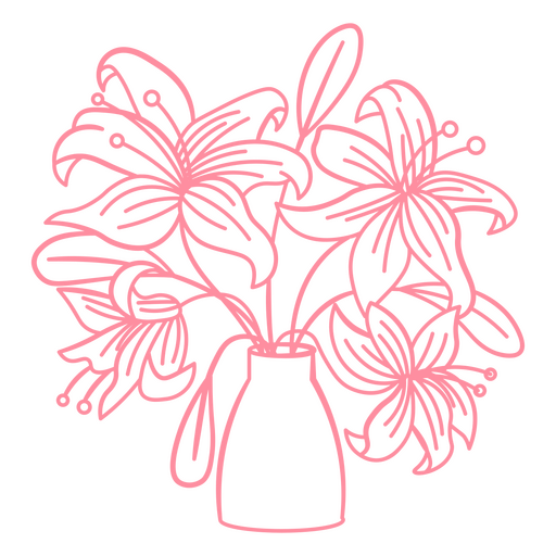 Jarrón de flores de diseño rosa Diseño PNG