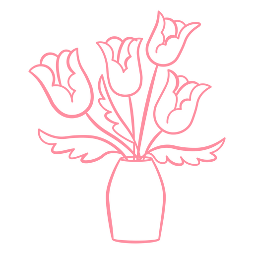 Diseño de jarrón con tulipanes rosas Diseño PNG