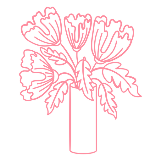 Ilustração minimalista de vaso de flores rosa Desenho PNG