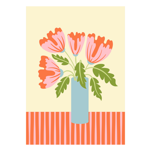 Pink and green flower vase PNG Design