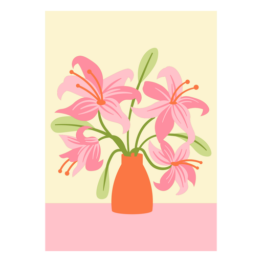 Pink and orange lily bouquet PNG Design