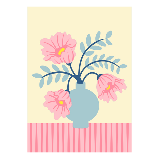 Pink and blue flower vase PNG Design