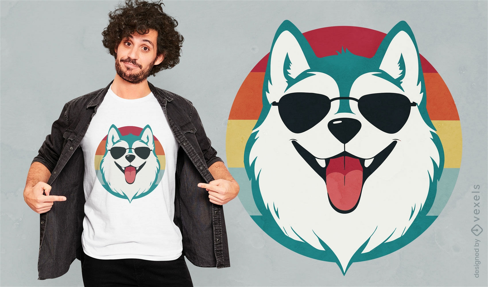 Cool husky with sunglasses t-shirt design