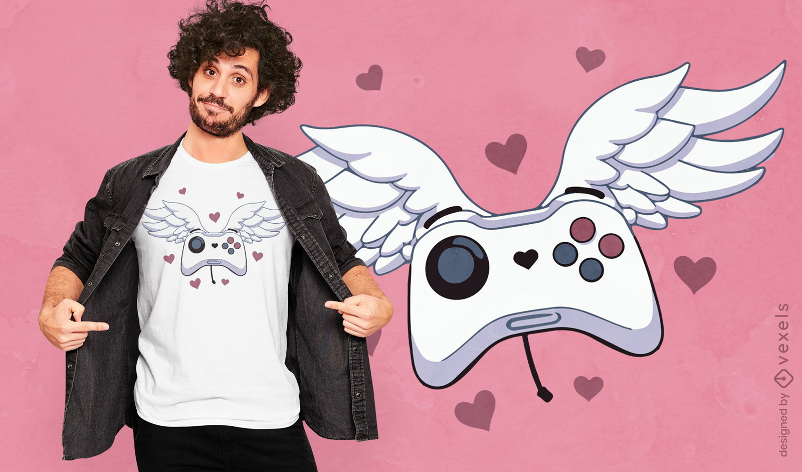 Game controller with wings t-shirt design