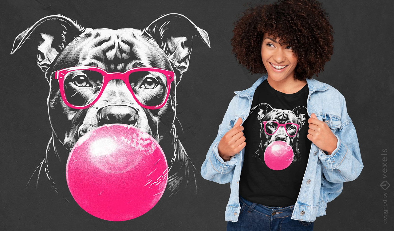 Pitbull with bubblegum t-shirt design