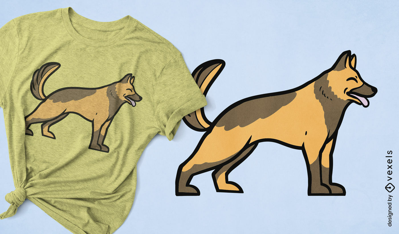 Stehendes T-Shirt-Design mit deutschem Schäferhund