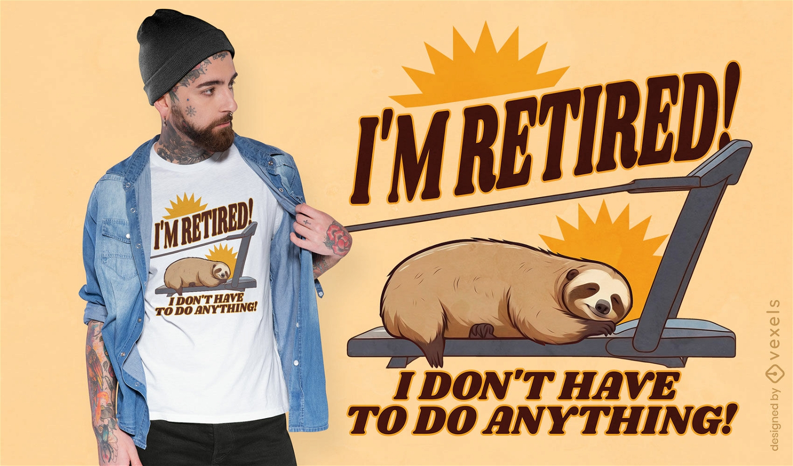 Retired sloth t-shirt design