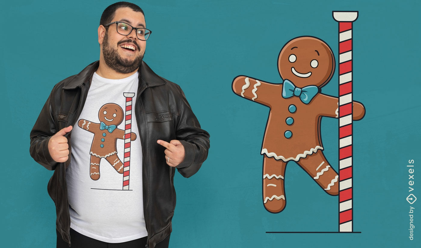 Gingerbread man candy cane t-shirt design