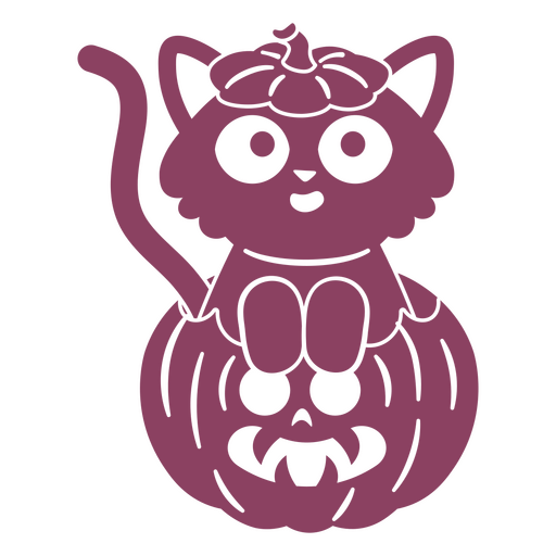 Cute cat sitting on pumpkin PNG Design