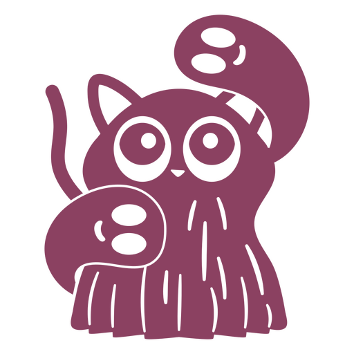 Cute purple cat with ghosts PNG Design