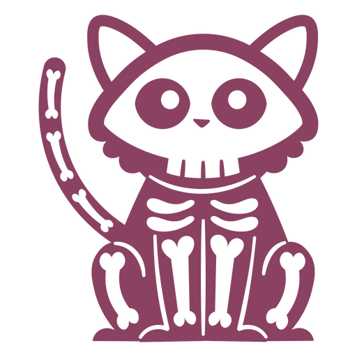 Gato esqueleto roxo fofo Desenho PNG