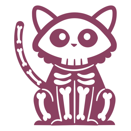 Süße lila Skelettkatze PNG-Design