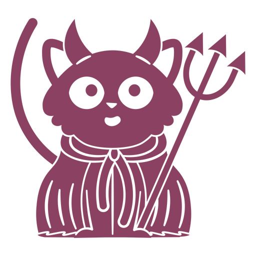 Cute purple cartoon devil holding a pitchfork PNG Design