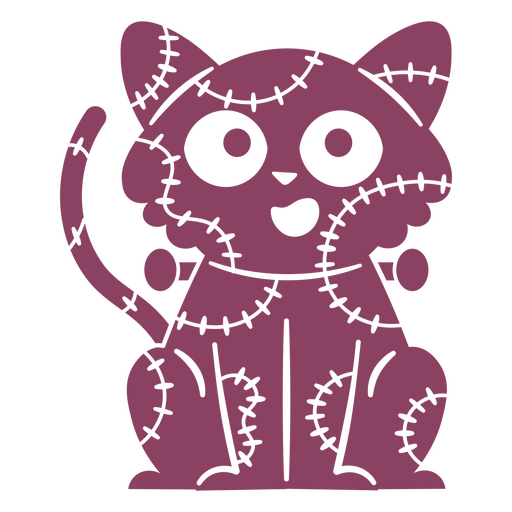 Diseño de gato cosido y divertido Diseño PNG