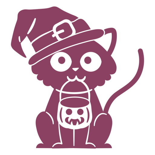 Gato bruxo fofo pedindo doces ou travessuras Desenho PNG