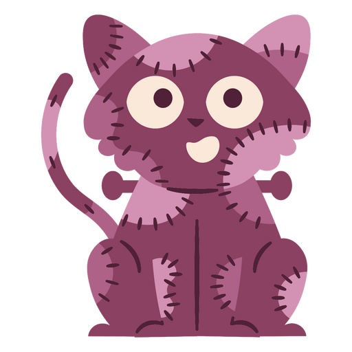 Ilustración de gato juguetón cosido Diseño PNG
