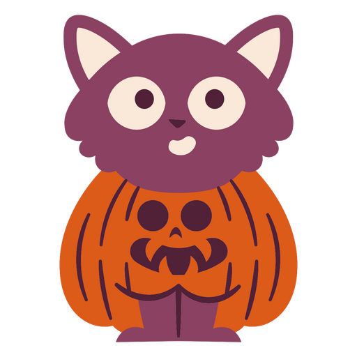 Ilustración de gato juguetón y calabaza Diseño PNG